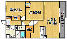 サンヴィラ24 3階2LDKの間取り