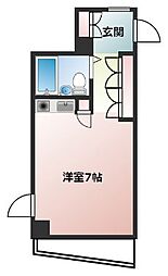 キューブ東塚口 9階ワンルームの間取り