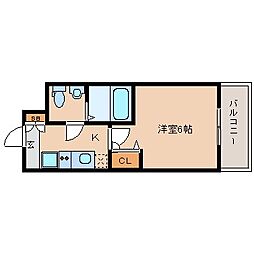アリビオ立花1 5階1Kの間取り