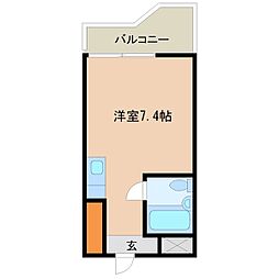 キューブ北武庫之荘2 3階ワンルームの間取り