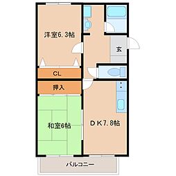 エクレール塚口 2DKの間取図画像