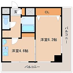 プレステージ立花 1DKの間取図画像