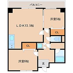 ラムール武庫之荘 2LDKの間取図画像