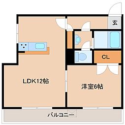メイプル武庫之荘 1LDKの間取図画像