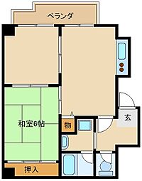 アベリア壱番館 2DKの間取図画像