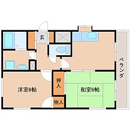 グレースメモリー立花 2DKの間取図画像