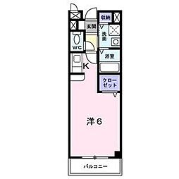 サンロワール 1Kの間取図画像