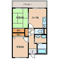 トウェルブイナバソウ 2DKの間取図画像
