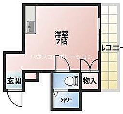 キューブ武庫川1 ワンルームの間取図画像