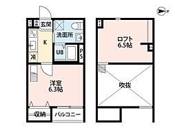 ルシエル ワンルームの間取図画像