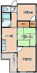 ピアコート東難波 3DKの間取図画像