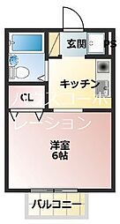 メゾンドール立花 1Kの間取図画像