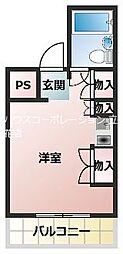 ウィンベル・ソロ立花 ワンルームの間取図画像