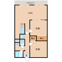 セビーヌ武庫之荘3 2LDKの間取図画像