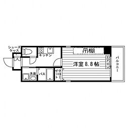アーバス枚方 5階1Kの間取り