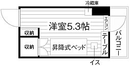 学生会館 ユニハーモニー天満橋[食事付き] 5階ワンルームの間取り