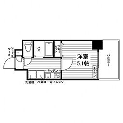 ラピーヌ近大前 5階1Kの間取り