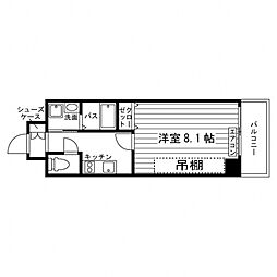 アーバス枚方 5階1Kの間取り