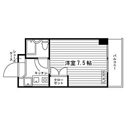 メルルーサナカジマ ワンルームの間取図画像