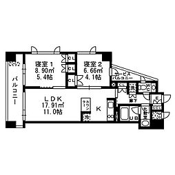 チェスターコート御茶ノ水 11階2LDKの間取り