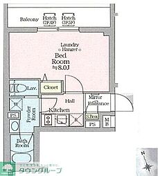 アイルプレミアム西新宿 5階1Kの間取り