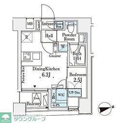 レジデンス文京春日 5階1DKの間取り