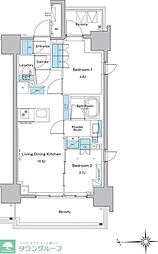 ルフォンプログレ門前仲町プレミア 15階2LDKの間取り