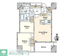 パークタワー錦糸町 26階2LDKの間取り