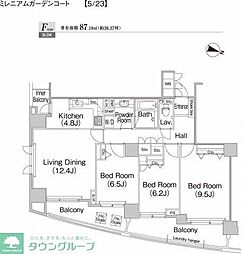 ミレニアムガーデンコート 4階3LDKの間取り