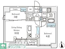 クラリティア文京湯島 10階2LDKの間取り