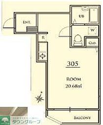 レジデンス本駒込 3階ワンルームの間取り