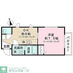 ＰＲＥＬＵＤＥ 2階1DKの間取り
