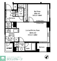 パークアクシス溜池山王 4階1LDKの間取り