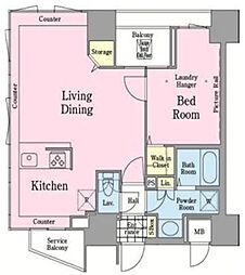 東神田テラスレジデンス 10階1LDKの間取り