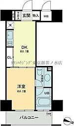 ベルファース本郷弓町 7階1DKの間取り