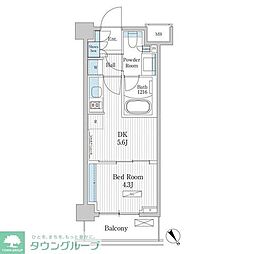 パークアクシス門前仲町テラス 5階1DKの間取り