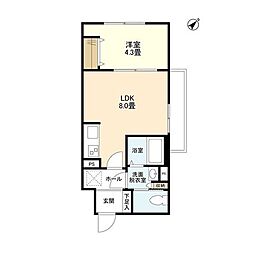 ウェルスクエアイズム巣鴨 2階1LDKの間取り