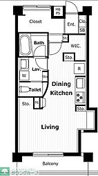 若松町サマリヤマンション 3階ワンルームの間取り