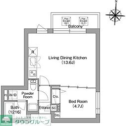 墨田区亀沢2丁目マンション 1LDKの間取図画像