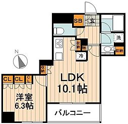 クオリア千代田御茶ノ水 1LDKの間取図画像