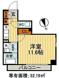 THECUBE 1Kの間取図画像