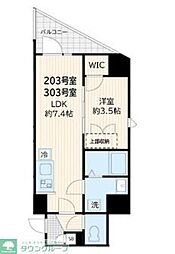 Arc-en-ciel新宿大京町 1DKの間取図画像