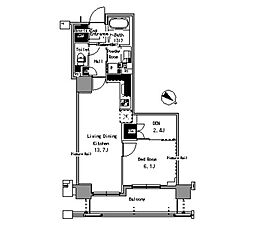 パークアクシス日本橋浜町 1SLDKの間取図画像