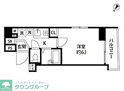 スカイコート文京根津 1Kの間取図画像