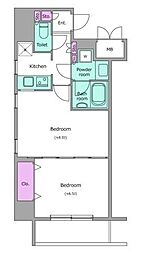 RESIDIA神田岩本町2 2Kの間取図画像