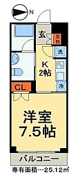グランハイツ錦糸町 1Kの間取図画像