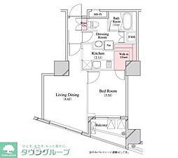 パークキューブ八丁堀 1LDKの間取図画像