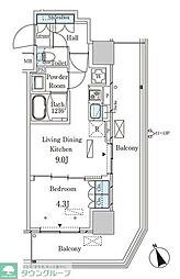 パークアクシス大塚ステーションゲートタワー 1LDKの間取図画像