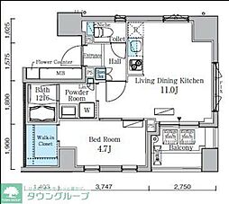 レジディア九段下2 1LDKの間取図画像