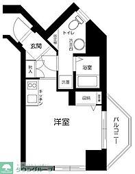 アーバイル九段下ミッドシティ ワンルームの間取図画像
